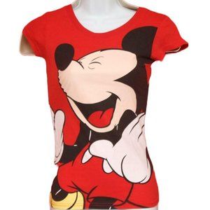 Women's or Juniors Red Mickey Mouse T-Shirt See Measurements Small 14.5" Pit2Pit